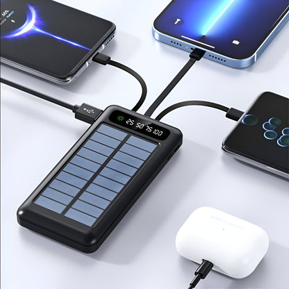 20000mAh Portable Solar Charger with Dual Charging Ports & LED Battery Display for Camping & Travel