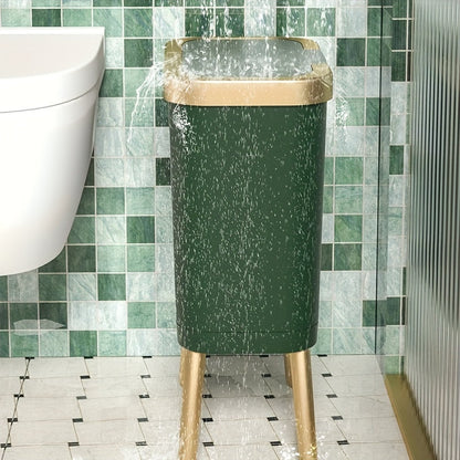 4-Gallon Pedestal Trash Can with Odor-Sealing Flip Lid – Slim Rectangular Waste Basket on Legs for Kitchen, Bathroom, Bedroom – Modern