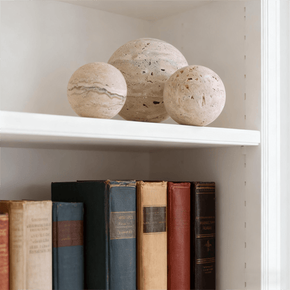 Handcrafted Travertine Marble Sphere Decorative Piece