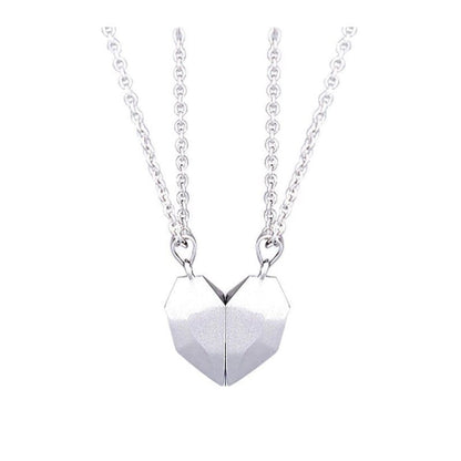 Magnetic Heart Pendant Necklaces for Couples – Matching His & Hers Set with Gold-Plated Finish – Two Interlocking Hearts – Gift for