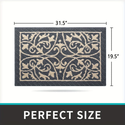 Entryway Mat with Non-Slip Rubber Backing – Low Profile Door Mat for Indoor Use – Traps Dirt & Moisture – Machine Washable