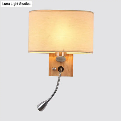 Wall-Mounted Reading Light with Adjustable Spotlight & Fabric Shade – Modern Sconce for Bedroom, Bedside Accent Lighting
