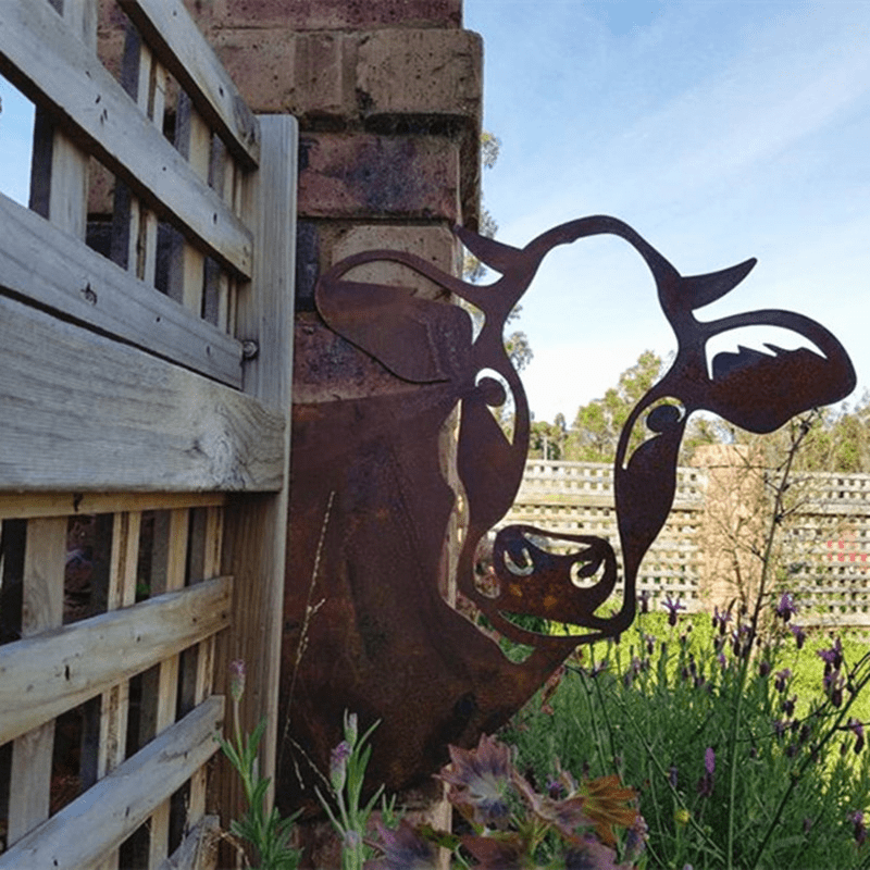 Metal Barnyard Sculpture Silhouette for Garden & Yard – Farm Animal Figures in Rustic Iron – Outdoor Lawn Ornament Decor for Country Home
