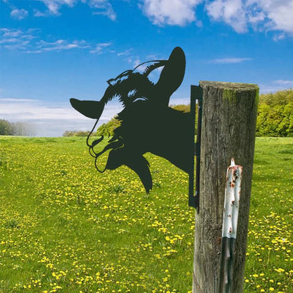 Metal Barnyard Sculpture Silhouette for Garden & Yard – Farm Animal Figures in Rustic Iron – Outdoor Lawn Ornament Decor for Country Home