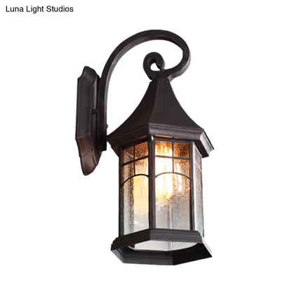 Outdoor Wall Sconce with Textured Glass Shade – Downward-Facing Rustic Porch Light for Entry, Patio & Garage – Hardwired E26 Socket