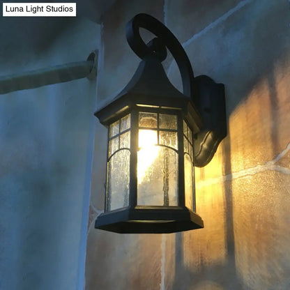 Outdoor Wall Sconce with Textured Glass Shade – Downward-Facing Rustic Porch Light for Entry, Patio & Garage – Hardwired E26 Socket