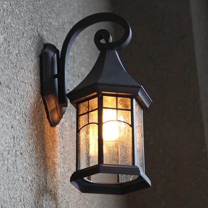 Outdoor Wall Sconce with Textured Glass Shade – Downward-Facing Rustic Porch Light for Entry, Patio & Garage – Hardwired E26 Socket