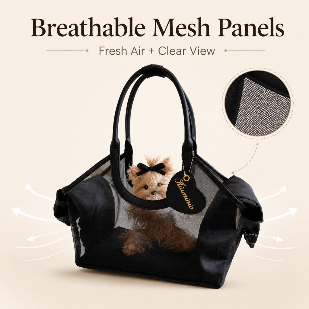 Ortekor Chic Mesh Pet Carrier Tote for Cafe Runs & Vet Visits - Breathable Small Dog & Cat Travel Bag