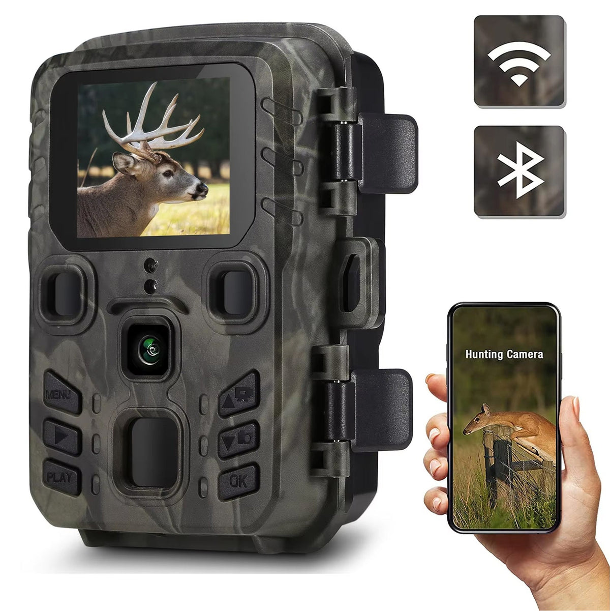 WiFi Trail Camera with Night Vision & Motion Sensor for Outdoor Wildlife Property Monitoring 20MP HD Waterproof IP65