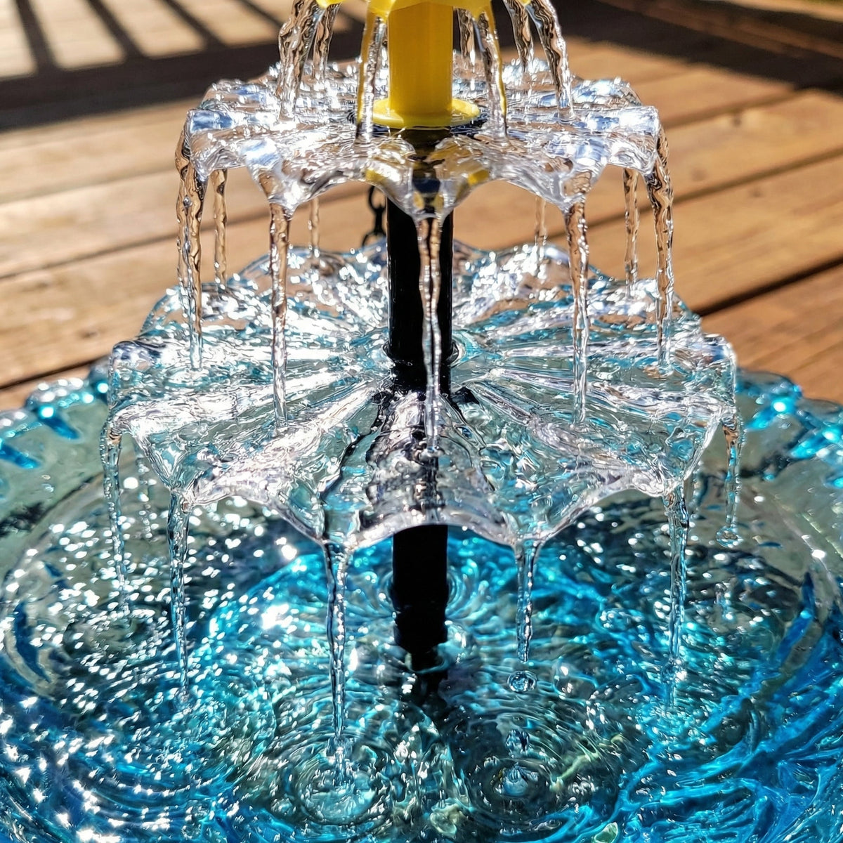 Hanging Solar Bird Bath Fountain Two-Tier Cordless Water Feature for Backyard Patio Deck Garden Outdoor Decor