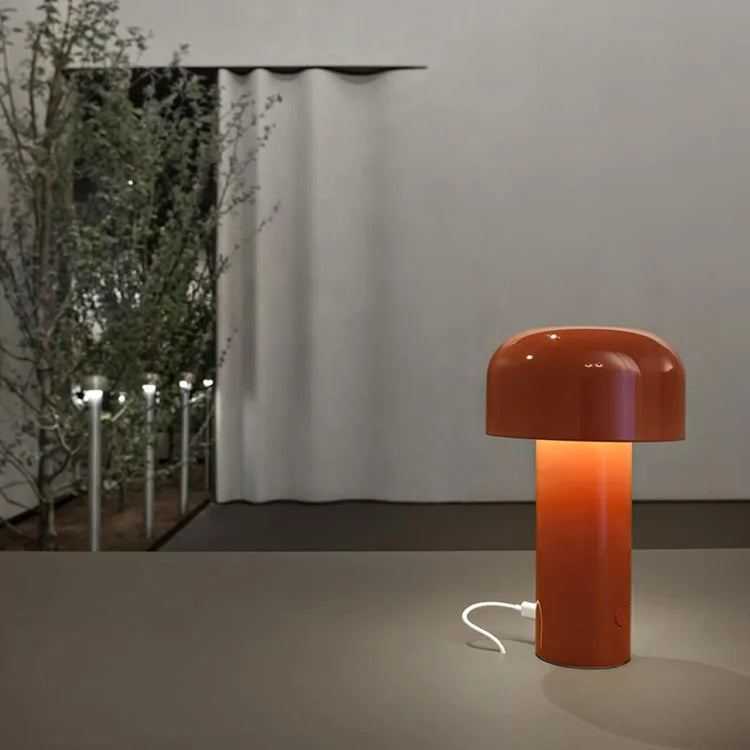 Cordless Mushroom Table Lamp with Touch Dimmer & USB-C Rechargeable Battery for Bedroom, Desk & Outdoor