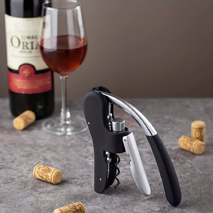 Double-Hinged Lever Wine Opener with Built-In Foil Blade for Red, White & Sparkling Bottles – Portable Bartender Tool for Kitchen, Restauran