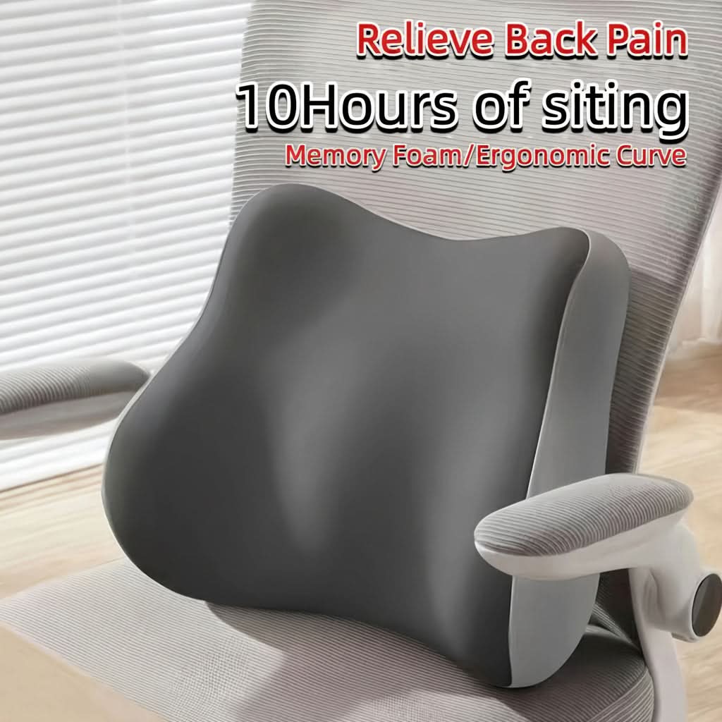 Memory Foam Lower Back Support Cushion for Office Chair, Car Seat & Daily Seating – Ergonomic Posture Corrector Pad for Pain Relief