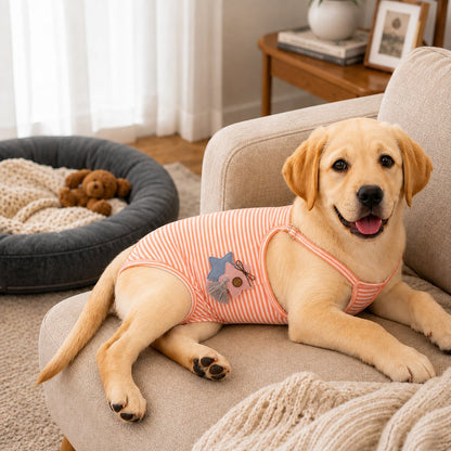Ortekor Washable Female Dog Heat Pants for Home & Furniture Protection - Adjustable Sanitary Diaper with Shoulder Straps