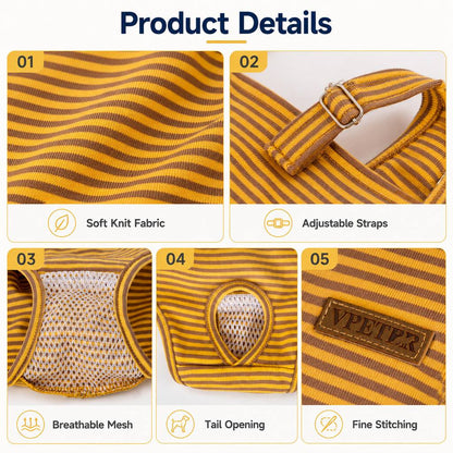 Ortekor Washable Female Dog Heat Pants for Home & Furniture Protection - Adjustable Sanitary Diaper with Shoulder Straps