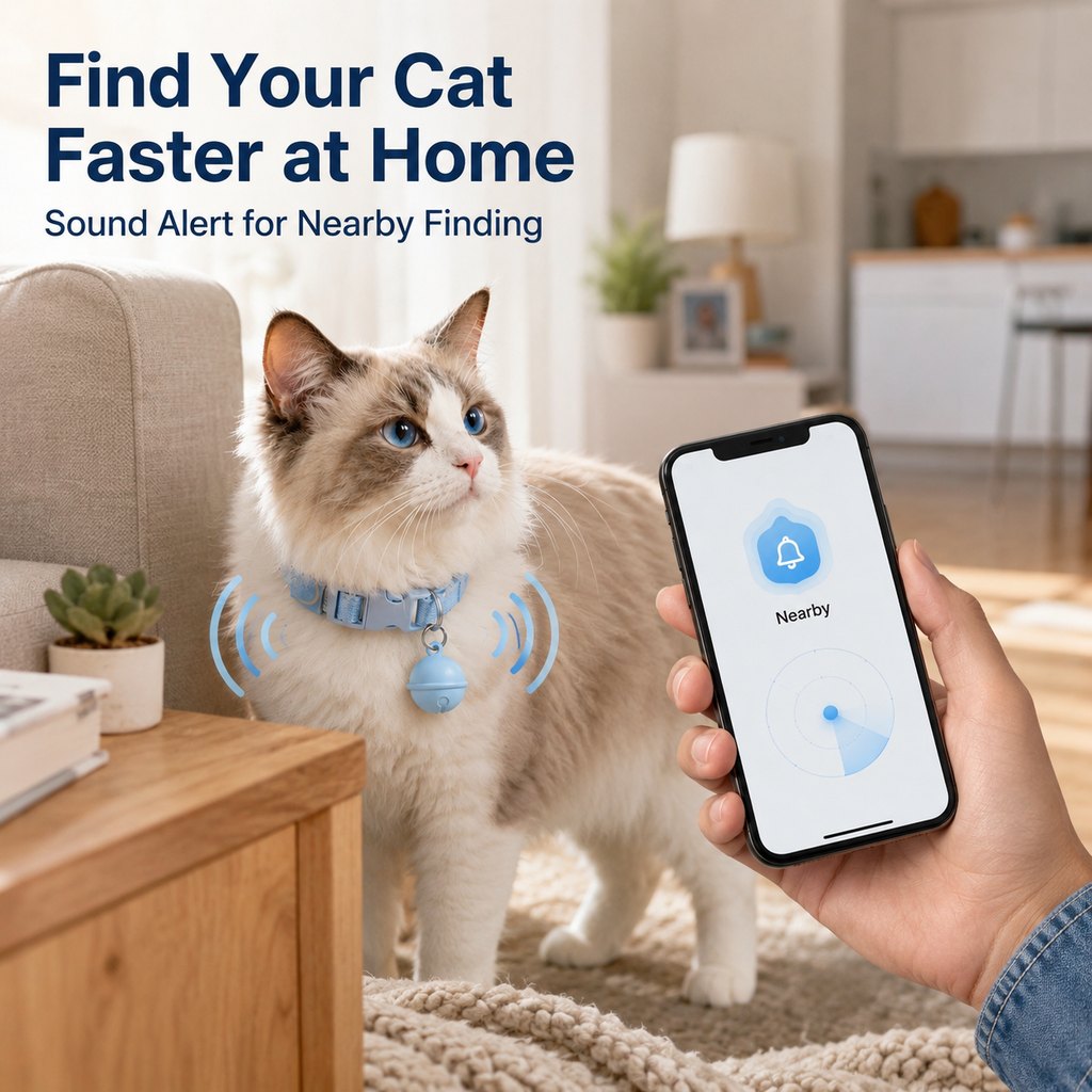 Ortekor Smart Pet Tracker Bell Collar for Cats & Small Dogs - Find Hiding Pets Faster at Home, in the Yard & on Daily Walks