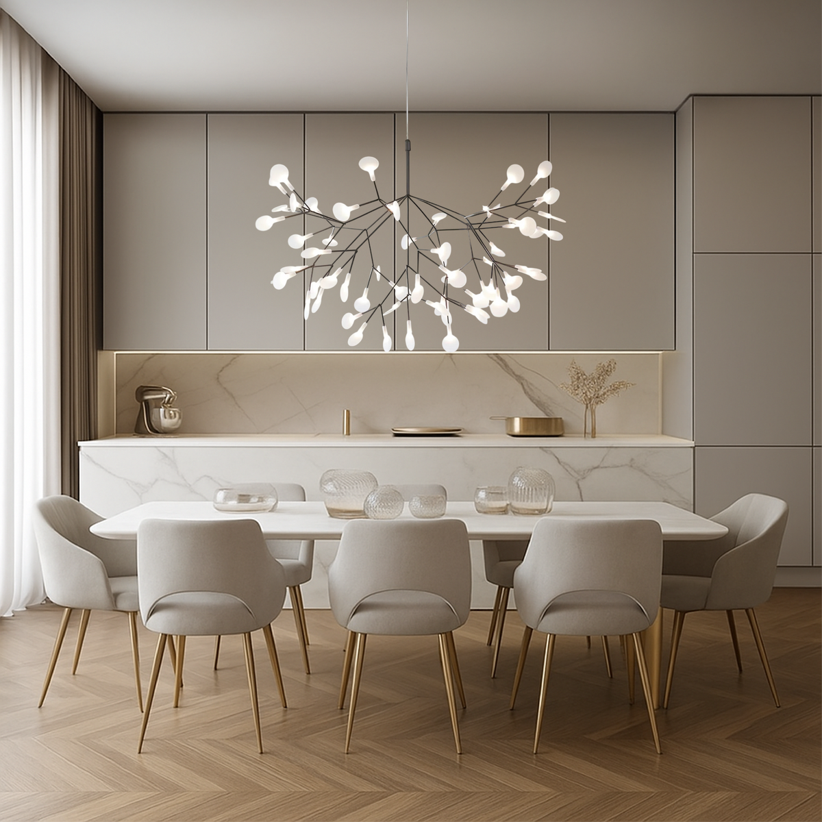 Acrylic Branch Chandelier 31 in Modern Nordic Multi-Light Fixture Dining Room Living Room Bedroom Entryway Adjustable Height