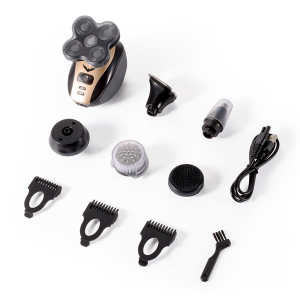 Five-Head Rotary Electric Shaver for Head, Face & Body – Wet/Dry Cordless Razor with USB Charging
