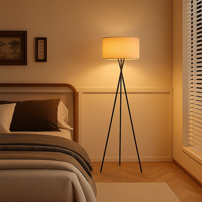 Upright Light with Cloth Shade 16-Inch for Living Room Bedroom & Reading Cozy Ambient Illumination Iron Base Modern Minimalist Home Accent