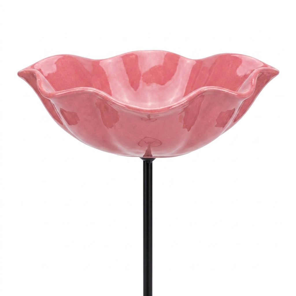 Flower-Shaped Bird Bath & Bee Watering Station Garden Stake for Backyard Wildlife, Pollinators, Hummingbirds
