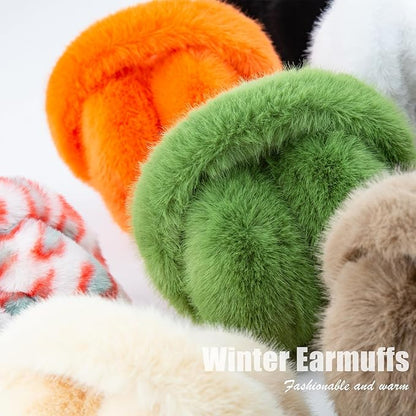 Foldable Winter Earmuffs with Plush Synthetic Fur for Women & Men – Adjustable Compact Ear Covers for Cold Weather