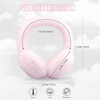 Foldable Winter Earmuffs with Plush Synthetic Fur for Women & Men – Adjustable Compact Ear Covers for Cold Weather