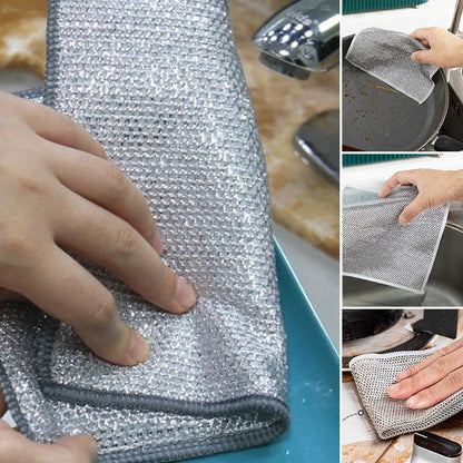 Nylon Mesh Dishcloth Set Safe for Nonstick Cookware Kitchen Cleaning Cloth Reusable Scouring Pad for Pots Pans Dishes Countertops