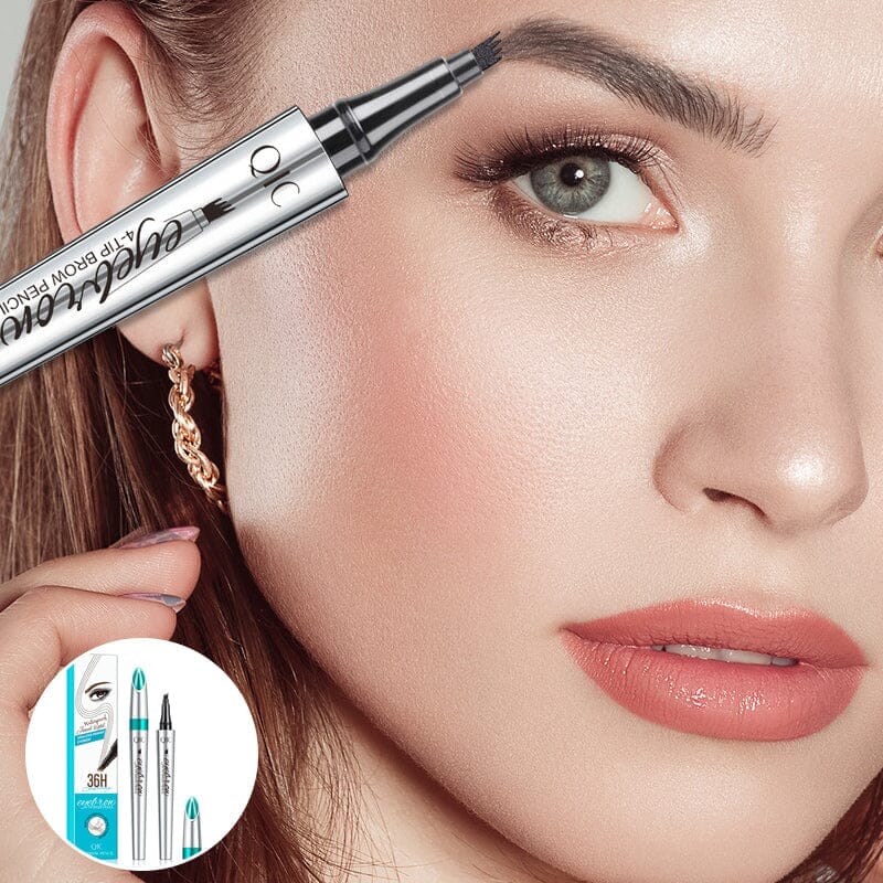 Four-Tip Brow Pen with Hair-Stroke Applicator for Natural Eyebrow Filling | Waterproof Long-Wear Makeup Tool