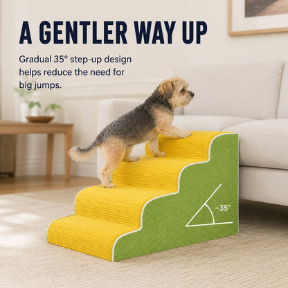 Ortekor High-Density Foam Pet Stairs for Small Dogs & Cats – Gentle Steps for Bed, Couch & Sofa, Non-Slip Washable Pet Steps to Reduce Jumping