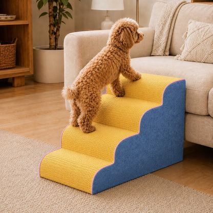 Ortekor High-Density Foam Pet Stairs for Small Dogs & Cats – Gentle Steps for Bed, Couch & Sofa, Non-Slip Washable Pet Steps to Reduce Jumping