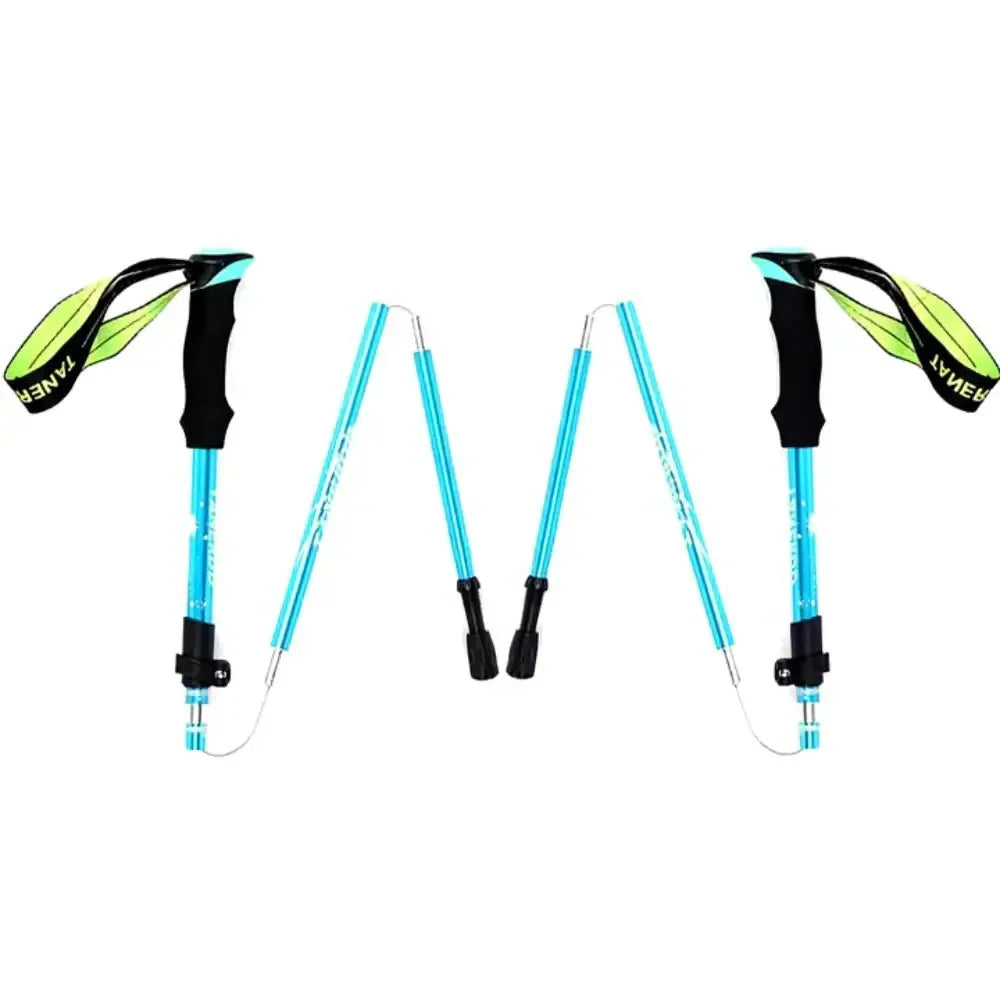 Collapsible Hiking Stick Adjustable Height Lightweight Aluminum Walking Staff for Trail Backpacking Mountain Trekking Men Women Outdoor
