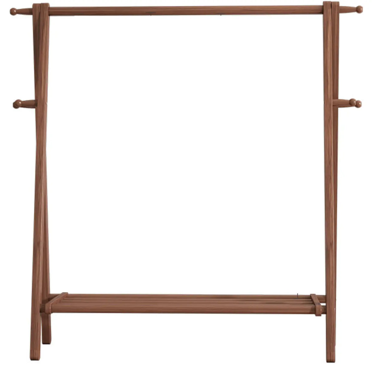 Freestanding Wood Garment Rack 59 in Tall with Hooks & Shelf for Entryway Clothes Hanging Storage Collapsible A-Frame Stand