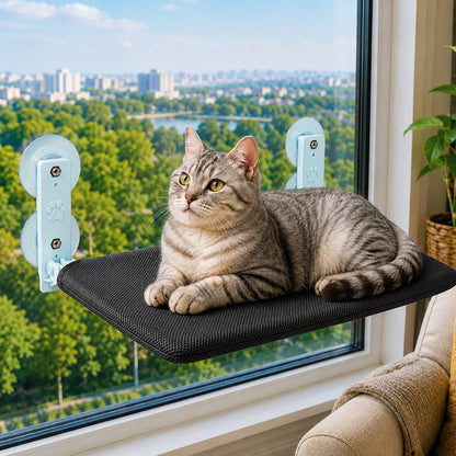 Ortekor Foldable Cat Window Hammock for Apartments - No-Drill Suction Perch for Sunny Naps Without Taking Up Floor Space