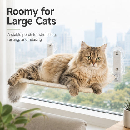 Ortekor Foldable Cat Window Hammock for Apartments - No-Drill Suction Perch for Sunny Naps Without Taking Up Floor Space