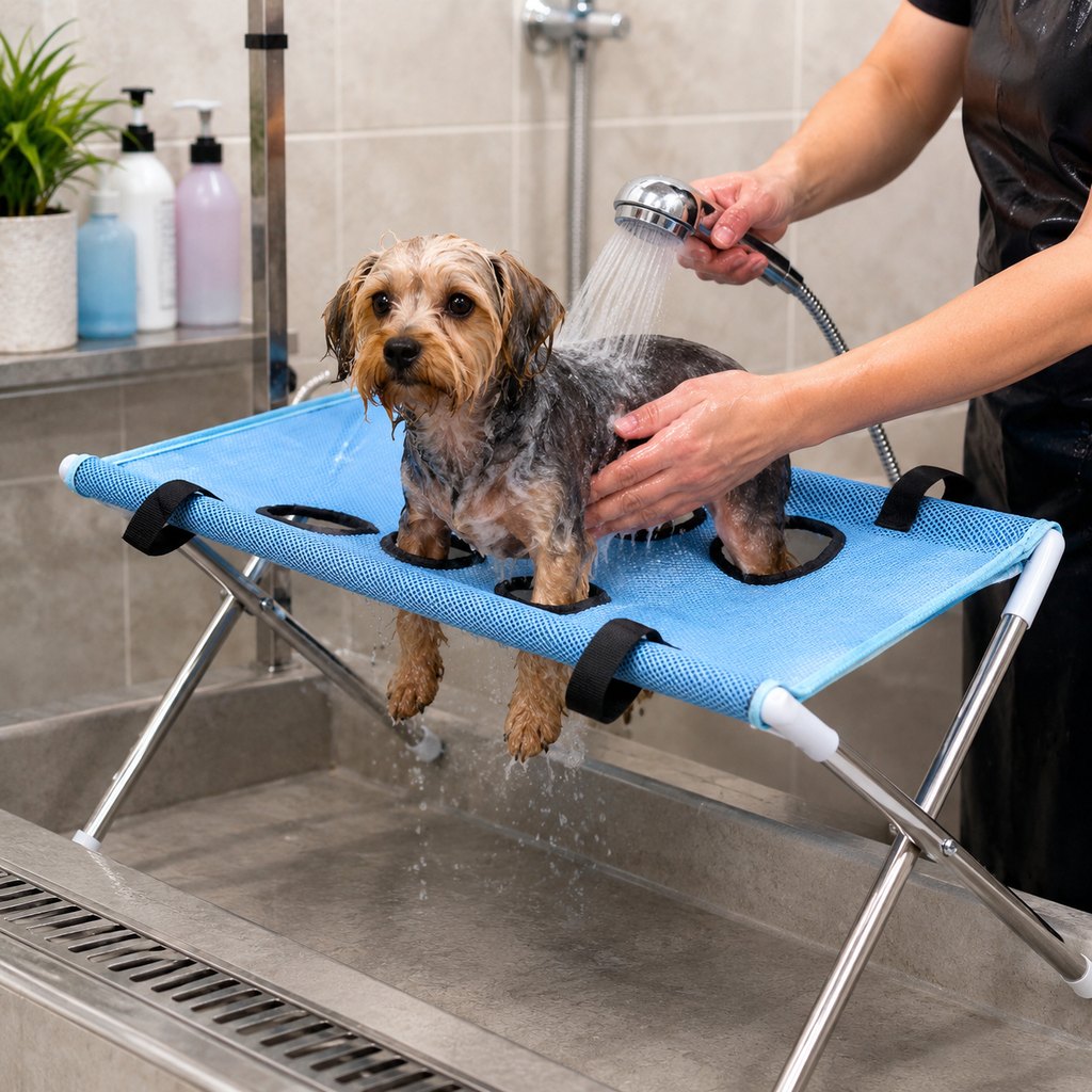 Ortekor Foldable Pet Grooming Stand for Cats & Small Dogs - Bathing & Nail Trimming Support for Less Squirming