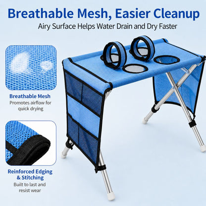 Ortekor Foldable Pet Grooming Table with 4 Leg Openings - Steadier At-Home Bathing & Nail Trimming for Cats & Small Dogs