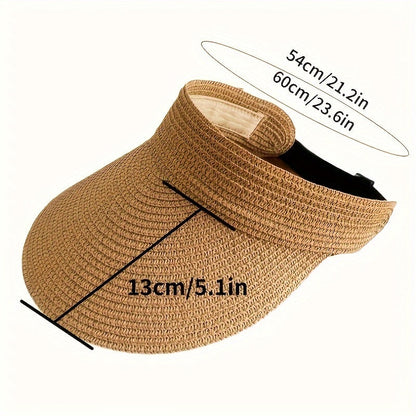 Women's Collapsible Summer Hat | Wide-Brim UVA/UVB Shield Packable Straw Beach Hat for Vacation Travel | Breathable Adjustable Fit
