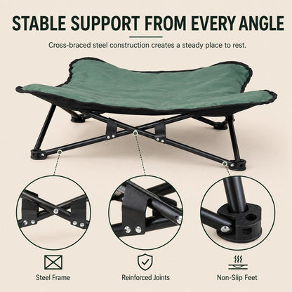Ortekor Portable Folding Elevated Pet Bed for Dogs & Cats – Padded Raised Cot for Camping, Patio & Home, Keeps Pets Off Cold, Damp & Hard Ground