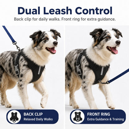 Ortekor Reflective Dog Harness for Night Walks, Daily Park Walks & No-Neck-Pull Comfort