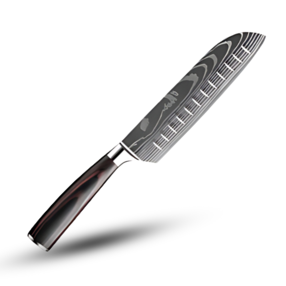 Professional Damascus Steel Kitchen Knife Set with Laminated Wood Handles – 10-Piece Culinary Collection
