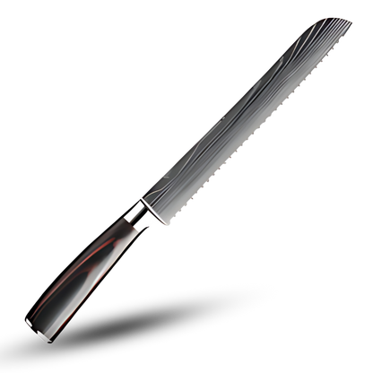 Professional Damascus Steel Kitchen Knife Set with Laminated Wood Handles – 10-Piece Culinary Collection