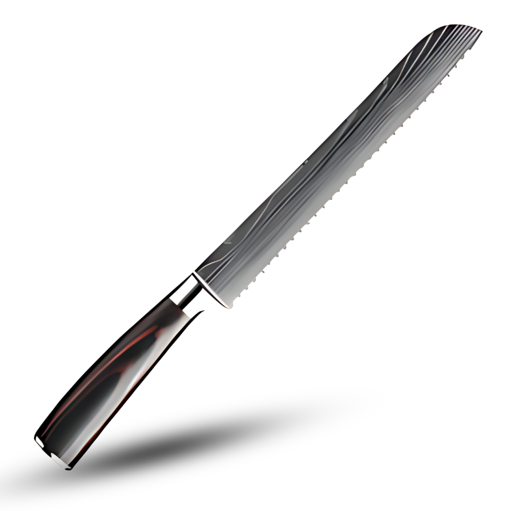 Professional Damascus Steel Kitchen Knife Set with Laminated Wood Handles – 10-Piece Culinary Collection