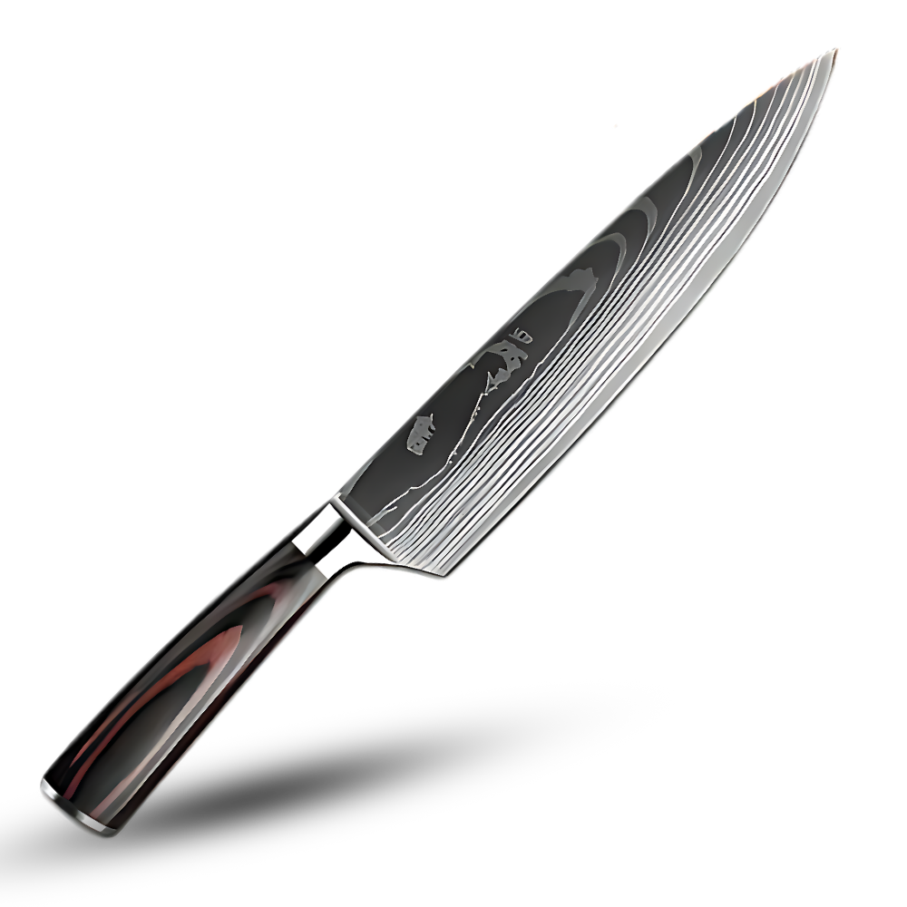 Professional Damascus Steel Kitchen Knife Set with Laminated Wood Handles – 10-Piece Culinary Collection
