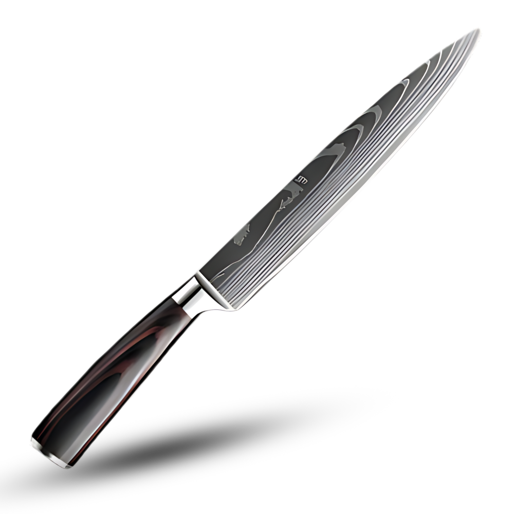 Professional Damascus Steel Kitchen Knife Set with Laminated Wood Handles – 10-Piece Culinary Collection
