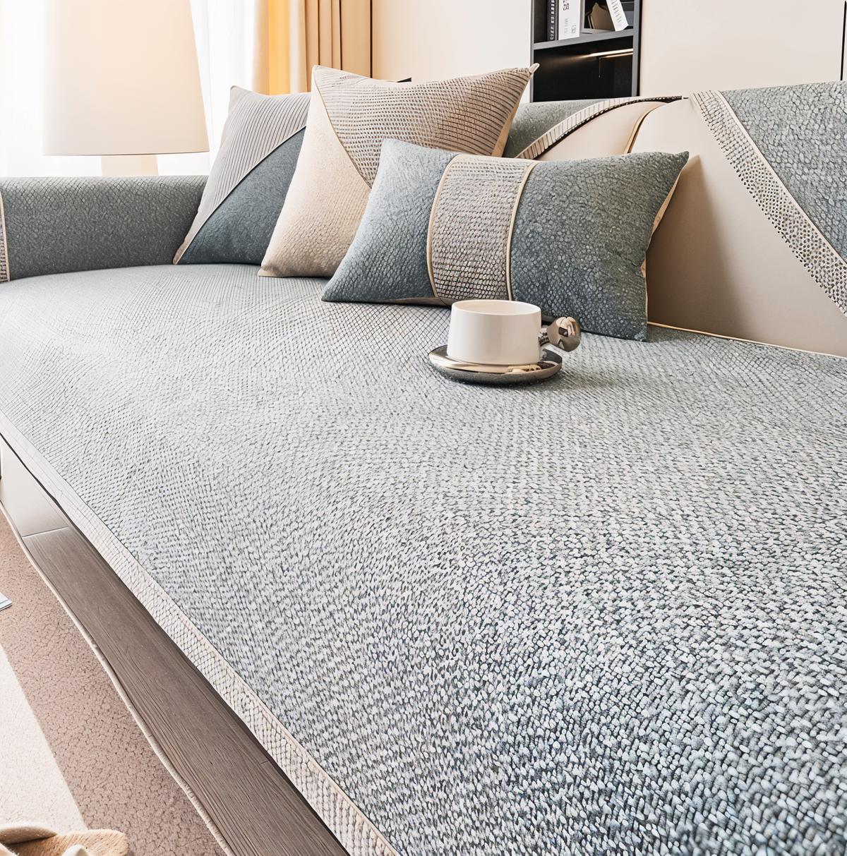 Furniture Throw for Couch & Sectional – Non-Slip Backing, Air-Permeable Weave, Multiple Sizes for 2-Seater & Corner Layouts