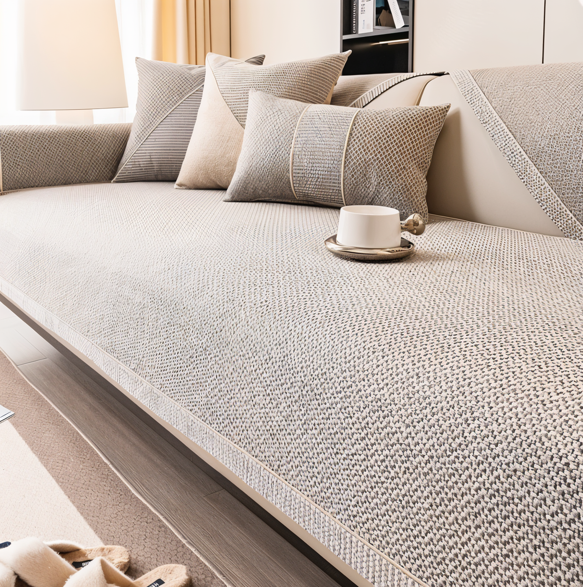 Furniture Throw for Couch & Sectional – Non-Slip Backing, Air-Permeable Weave, Multiple Sizes for 2-Seater & Corner Layouts