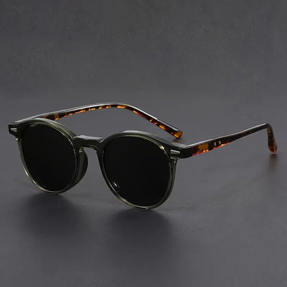Men's Round Tortoiseshell Sunglasses – Retro Circle Frame Eyewear for Everyday Wear & Urban Style – Lightweight Polycarbonate Shades