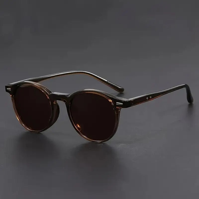 Men's Round Tortoiseshell Sunglasses – Retro Circle Frame Eyewear for Everyday Wear & Urban Style – Lightweight Polycarbonate Shades