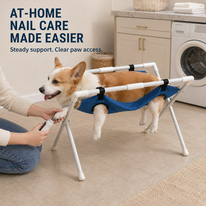 Ortekor Freestanding Foldable Pet Grooming Hammock Stand for Easier At-Home Nail Trimming – Dogs & Cats