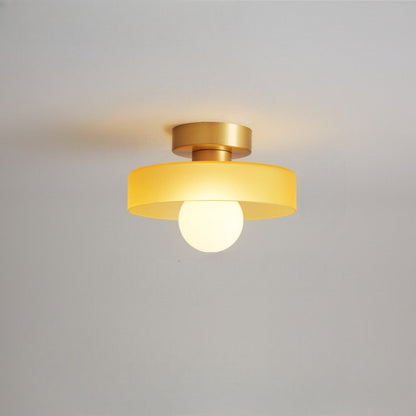 Geometric Glass Flush Mount Ceiling Light – Art Deco Style Fixture for Bedroom, Dining Room & Hallway – G9 LED Compatible – 9.5 in Diameter